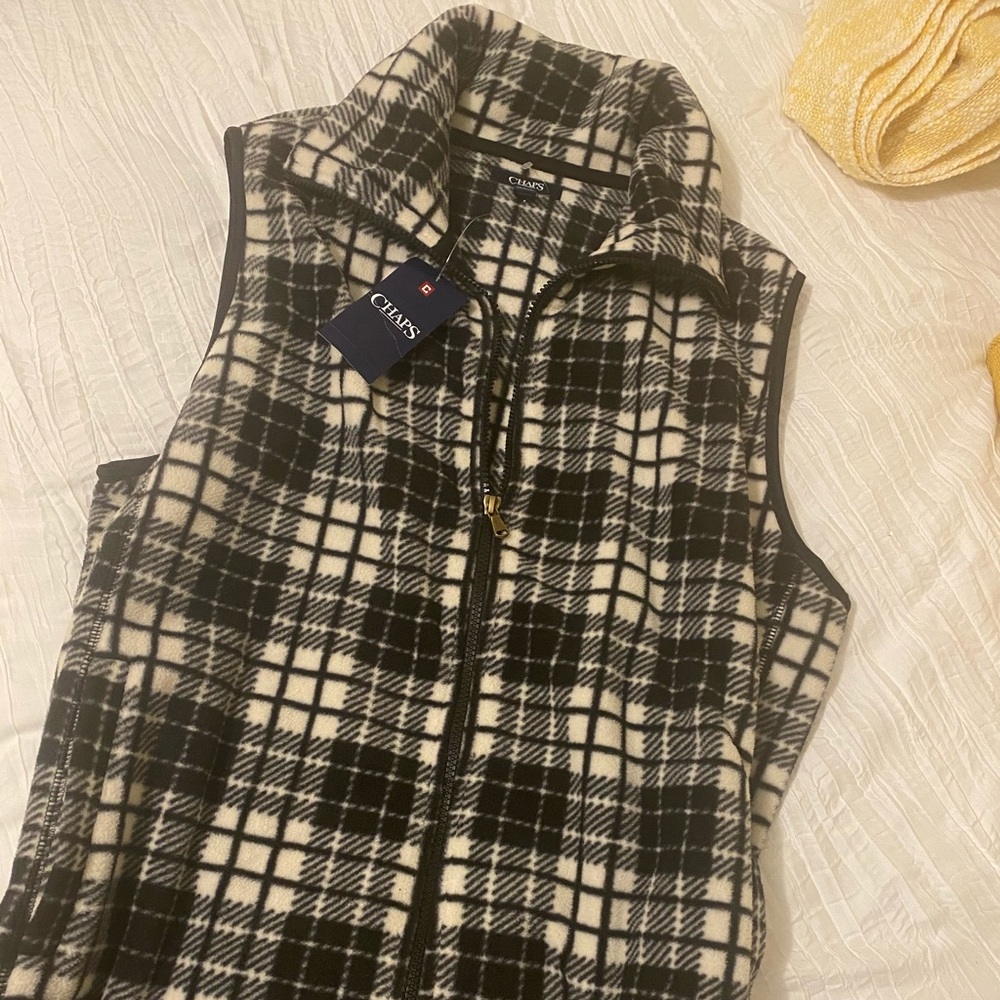 Plaid fleece vest